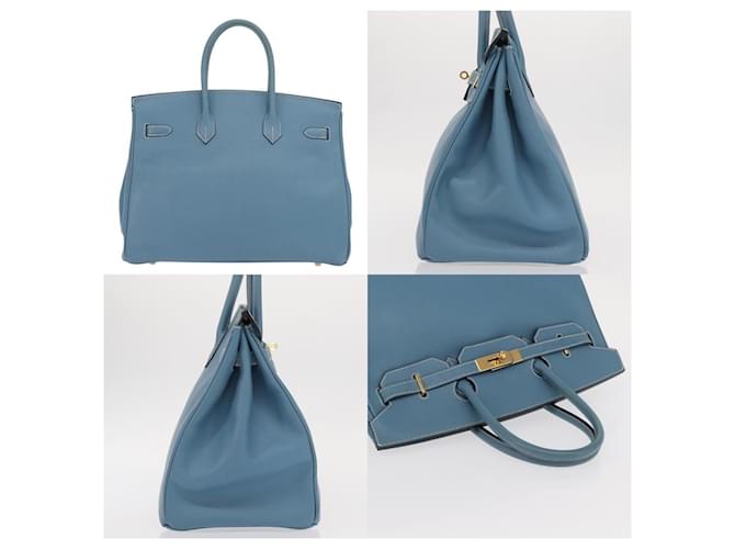 Borsa Hermès Birkin 35 Blu - vista 3