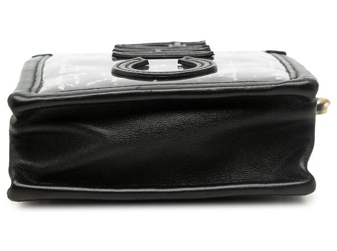 Clutch per telefono in tweed nero e PVC di Chanel con catena - vista 3