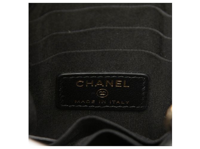 Clutch per telefono in tweed nero e PVC di Chanel con catena - vista 5