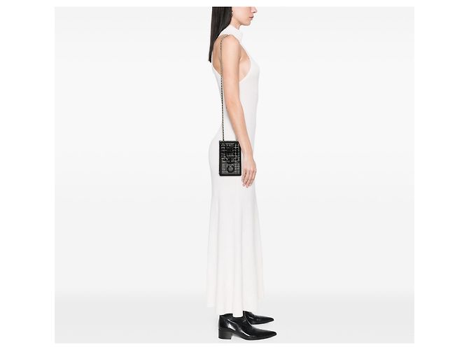 Clutch per telefono in tweed nero e PVC di Chanel con catena - vista 7