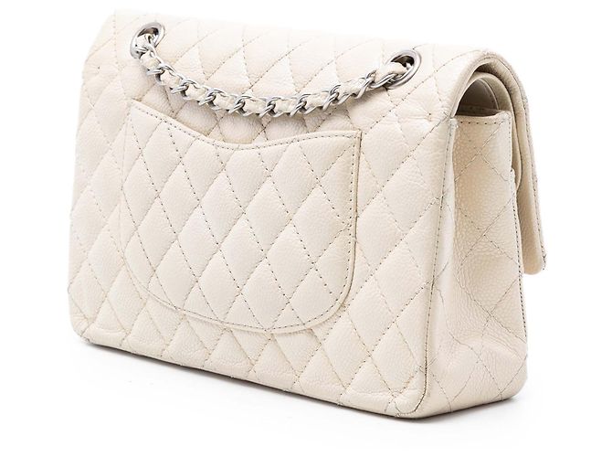 Chanel Bianco Medio Classico Caviar Doppio Crudo - vista 2