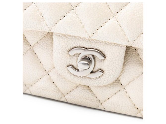 Chanel Bianco Medio Classico Caviar Doppio Crudo - vista 6