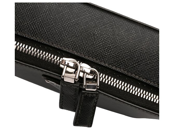 Borsa a tracolla Brique in Saffiano nero di Prada - vista 8