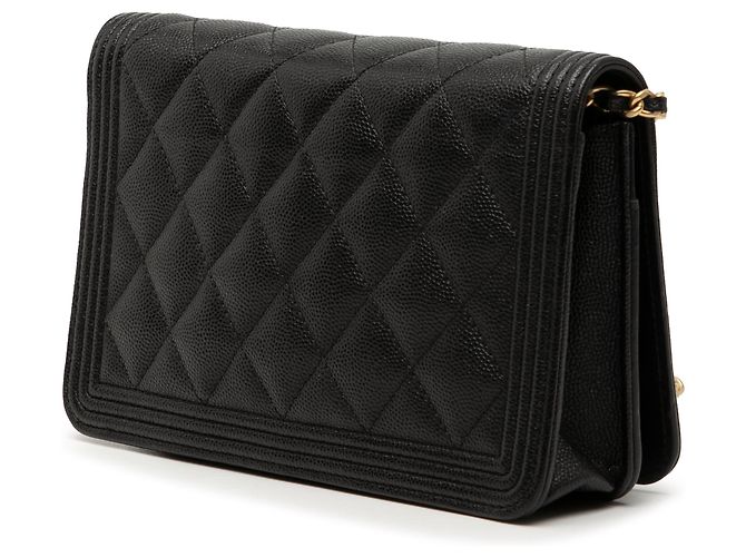 Cartera Boy de Caviar Negro Acolchado de Chanel con Cadena - vista 2