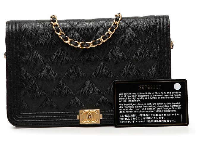 Cartera Boy de Caviar Negro Acolchado de Chanel con Cadena - vista 8