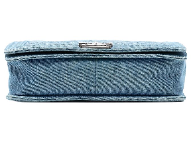 Chanel Blu Grande Borsa in Denim Trapuntato Boy Flap - vista 3