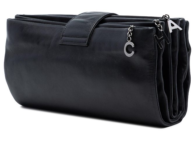 Clutch Emblema Globo in Pelle di Agnello Nera Chanel Nero - vista 2