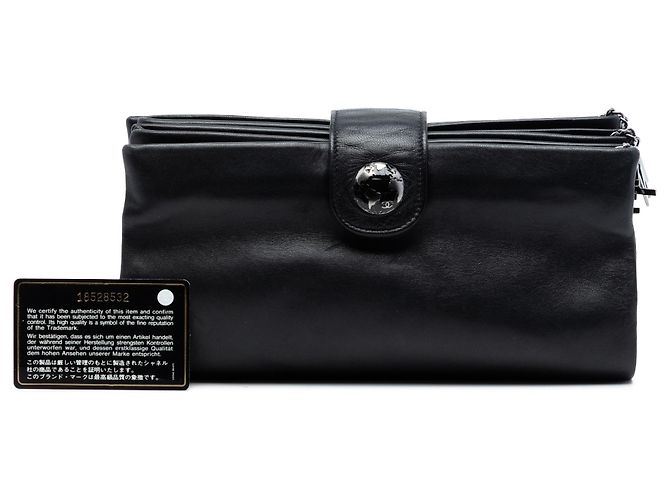 Clutch Emblema Globo in Pelle di Agnello Nera Chanel Nero - vista 8