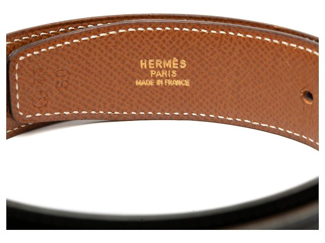 Cintura reversibile Constance H in vitello nero e Courchevel di Hermès - vista 4