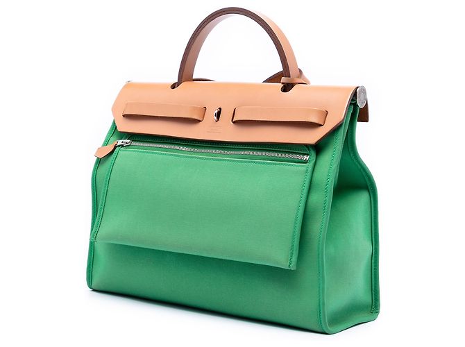 Hermès Borsa Herbag Zip 31 Verde Toile - vista 2