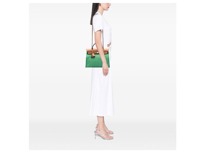 Hermès Borsa Herbag Zip 31 Verde Toile - vista 7