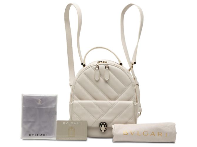 Bulgari Zaino Cabochon Serpenti Forever in pelle trapuntata bianca Bvlgari - vista 7