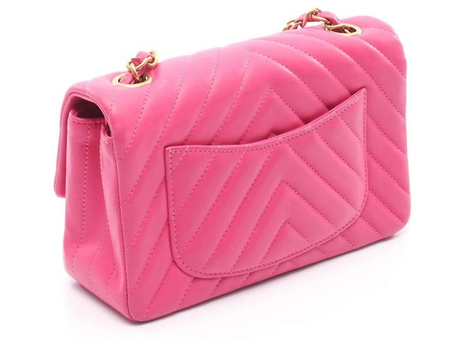 Mini borsa a spalla V Chevron di Chanel Rosa - vista 2