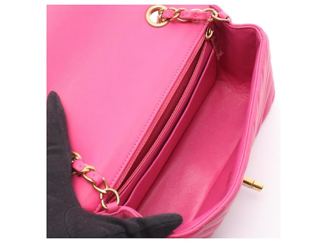 Mini borsa a spalla V Chevron di Chanel Rosa - vista 3