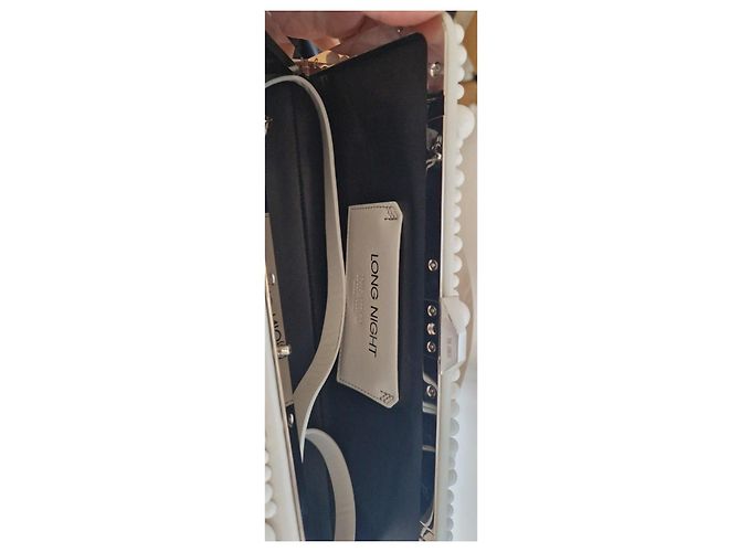 Attico Bolsa de mão "Long Night" em couro branco com pérolas - vista 7