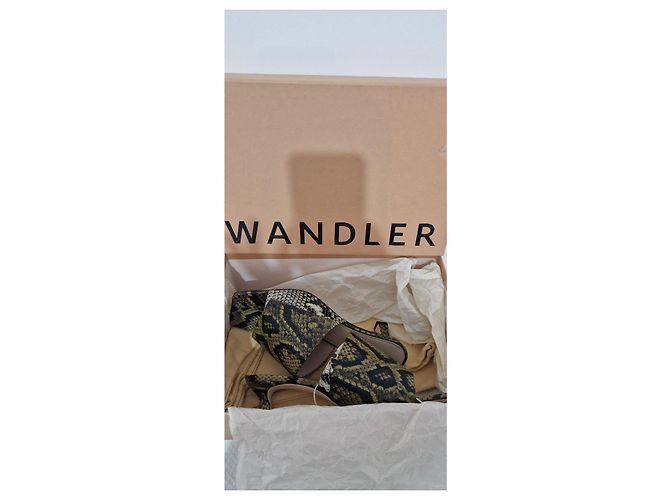 Wandler Sandalen mit Python-Effekt aus Leder Braun Schwarz Grün - Ansicht 3
