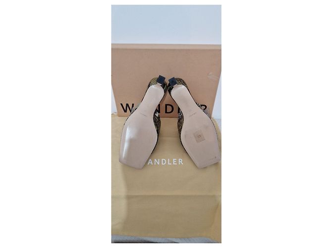 Wandler Sandalen mit Python-Effekt aus Leder Braun Schwarz Grün - Ansicht 4