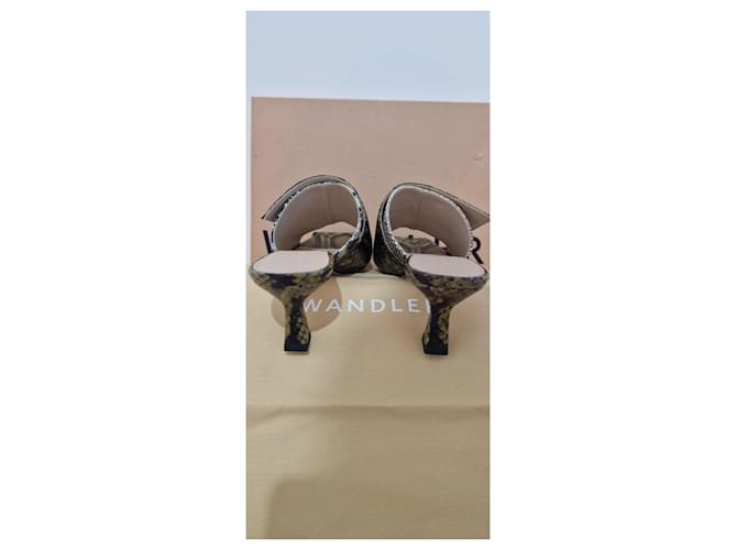 Wandler Sandalen mit Python-Effekt aus Leder Braun Schwarz Grün - Ansicht 5