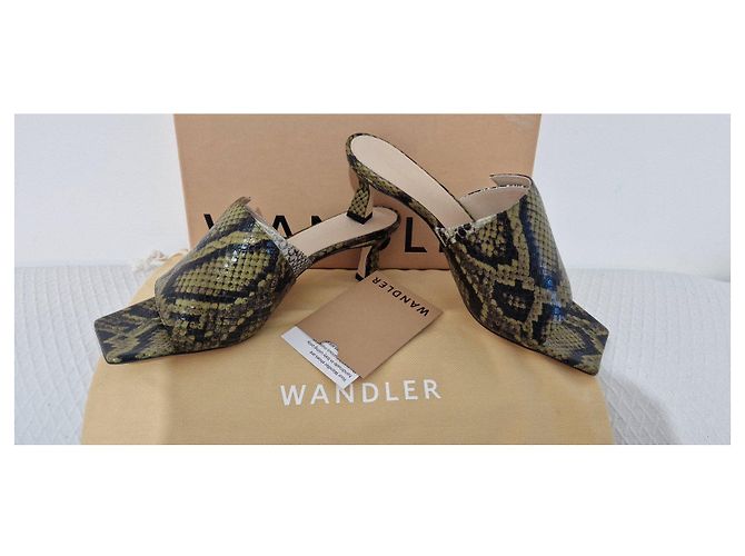 Wandler Sandalen mit Python-Effekt aus Leder Braun Schwarz Grün - Ansicht 6