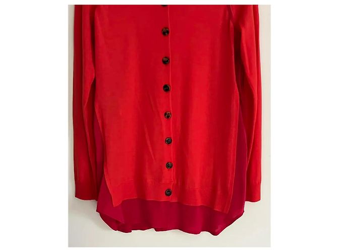 Fendi Cardigan aus roter Wolle mit Fuchsia Crepe Fuschia - Ansicht 4