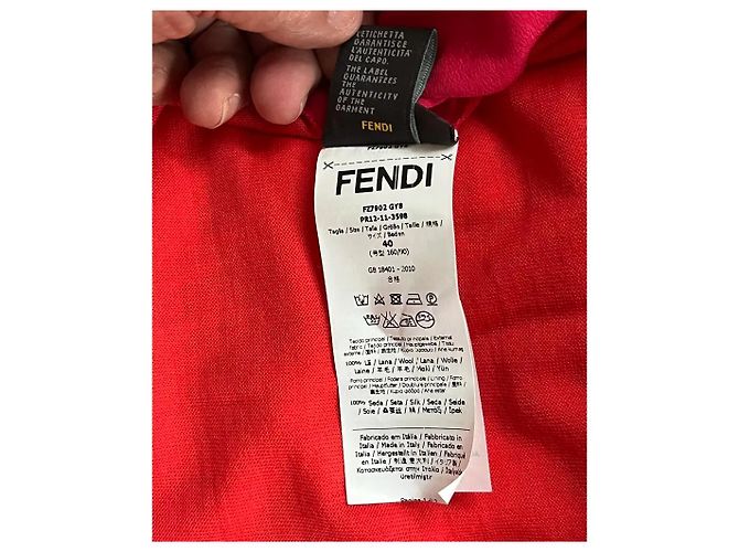 Fendi Cardigan aus roter Wolle mit Fuchsia Crepe Fuschia - Ansicht 6