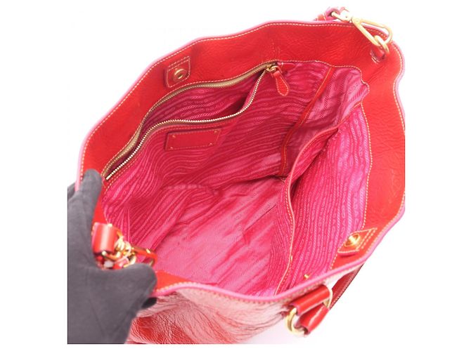 Rote Lackleder Tote Bag von Prada - Ansicht 3
