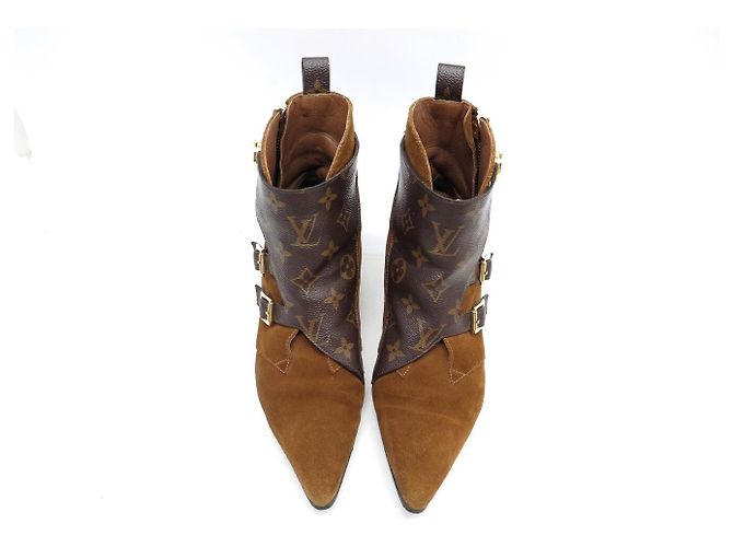 STIVALI ALLA CAVIGLIA JUMBLE IN CAMOSCIO E MONOGRAMMA LOUIS VUITTON 38 Marrone - vista 6