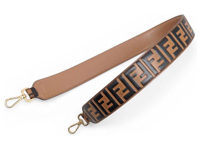 FENDI 8AV077 BANDOULIERE ANSE STRAP YOU CUOIO MARRONE 90CM STRAP PER BORSA - vista 2