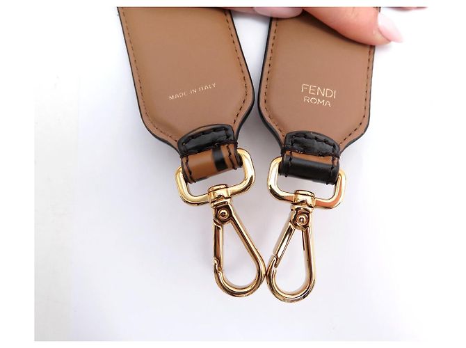 FENDI 8AV077 BANDOULIERE ANSE STRAP YOU CUOIO MARRONE 90CM STRAP PER BORSA - vista 3
