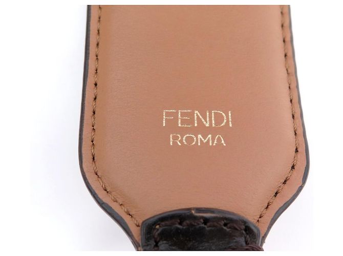 FENDI 8AV077 BANDOULIERE ANSE STRAP YOU CUOIO MARRONE 90CM STRAP PER BORSA - vista 5
