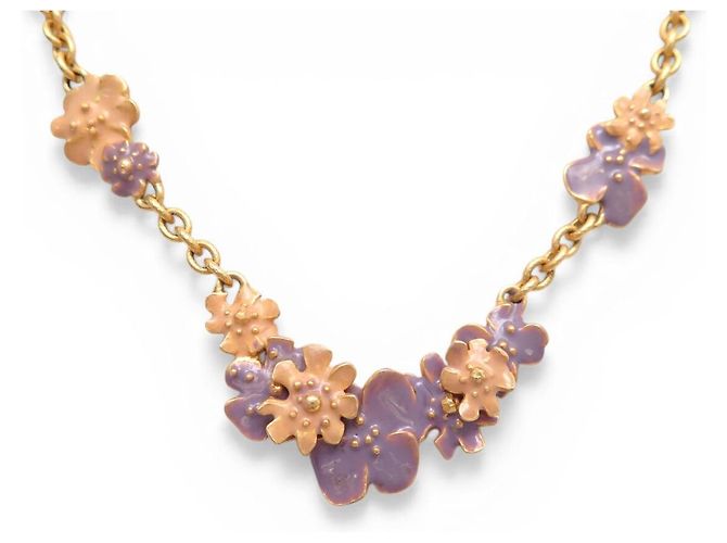 SET VINTAGE JEAN LOUIS SCHERRER COLLANA + ORECCHINI + BROCCO IN EMAIL D'oro - vista 3