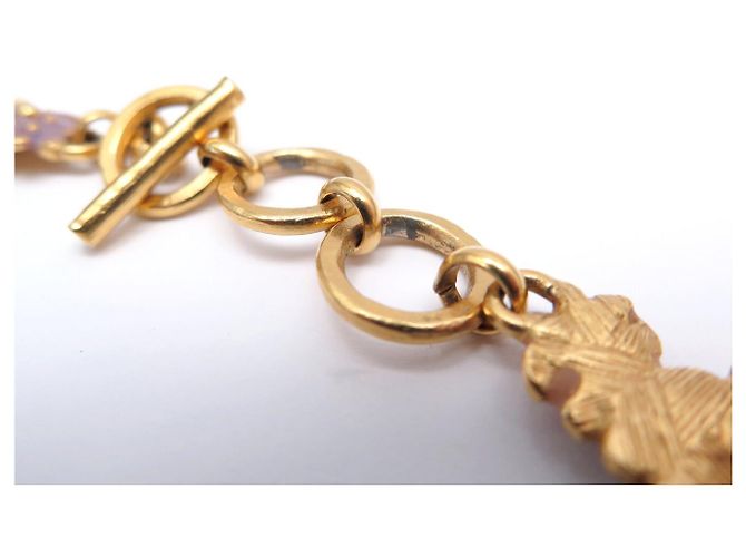 SET VINTAGE JEAN LOUIS SCHERRER COLLANA + ORECCHINI + BROCCO IN EMAIL D'oro - vista 6
