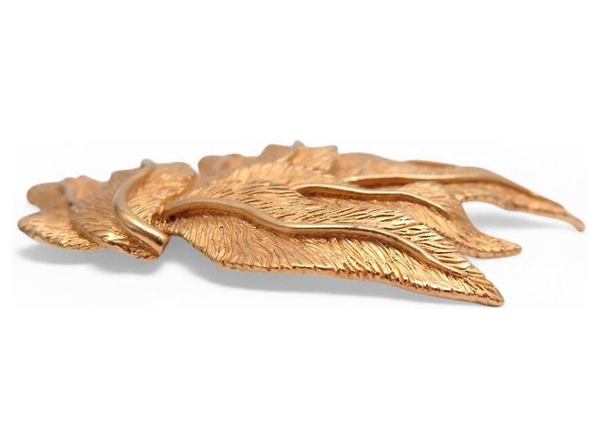 VINTAGE LANVIN SET BROSCHE UND BLATT-ÖHRRINGE AUS GOLDMETALL Golden - Ansicht 13
