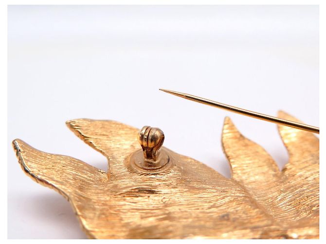 VINTAGE LANVIN SET BROSCHE UND BLATT-ÖHRRINGE AUS GOLDMETALL Golden - Ansicht 15