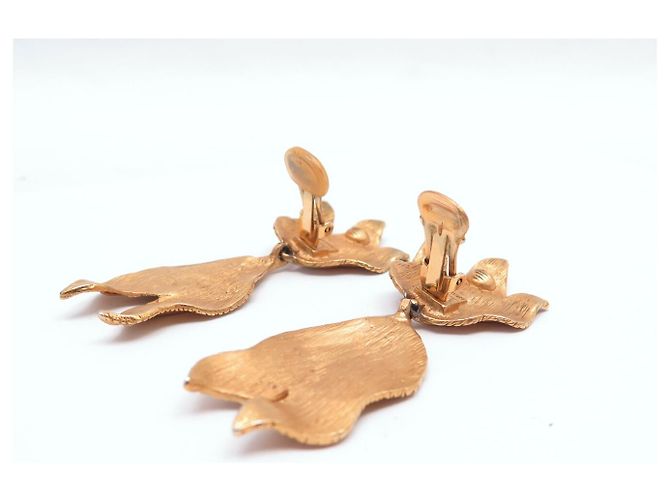 VINTAGE LANVIN SET BROSCHE UND BLATT-ÖHRRINGE AUS GOLDMETALL Golden - Ansicht 5