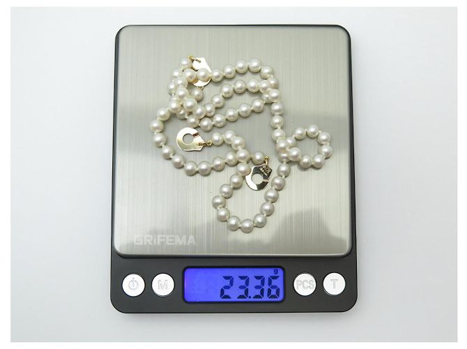 NEUE DINH VAN-HALSKETTE 654501 AUS SÜSSWASSERPERLEN 3 GOLD 18K BÄNDERN - Ansicht 8