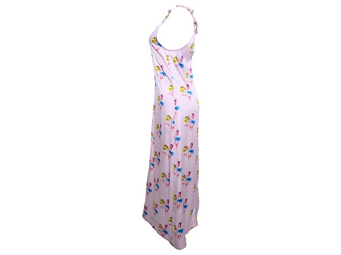 Abito midi a sottoveste in seta multicolore con stampa floreale di Ganni - vista 2