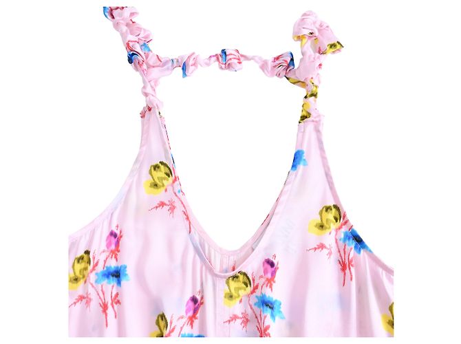 Abito midi a sottoveste in seta multicolore con stampa floreale di Ganni - vista 4