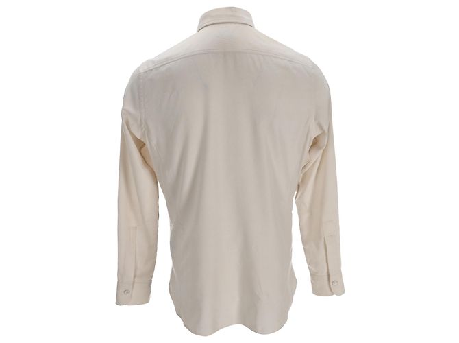 Camicia spazzolata tinta in capo Tom Ford in cotone bianco Crudo - vista 3
