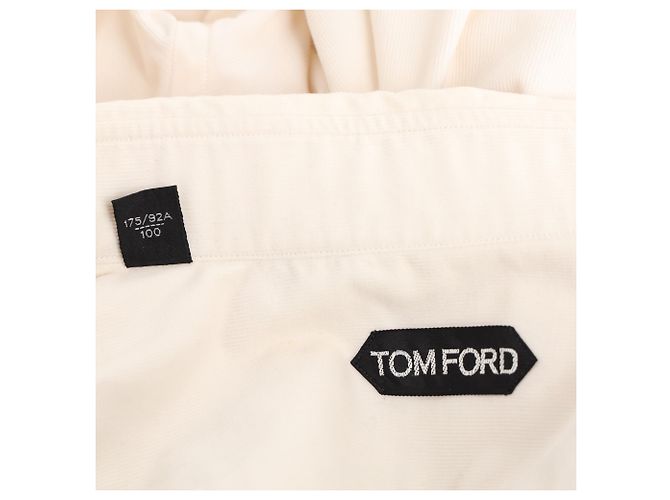 Camicia spazzolata tinta in capo Tom Ford in cotone bianco Crudo - vista 4