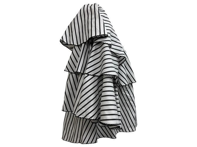 Autre Marque Blusa de rayas off-shoulder en algodón negro y blanco de Caroline Constas - vista 2