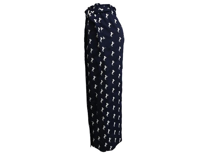 Pantalones de pierna ancha en algodón azul marino con bordado de caballo Chloé - vista 2