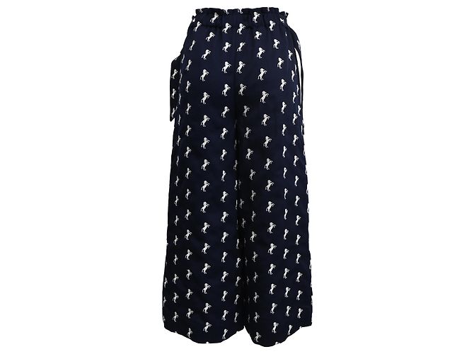 Pantalones de pierna ancha en algodón azul marino con bordado de caballo Chloé - vista 3