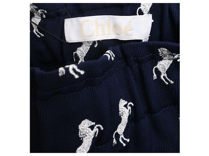 Pantalones de pierna ancha en algodón azul marino con bordado de caballo Chloé - vista 4