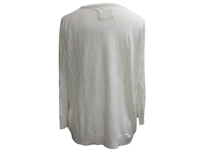Zadig & Voltaire Rundhals-Pullover aus weißer Baumwolle Roh - Ansicht 3