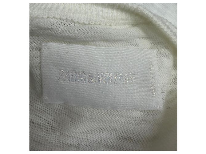 Zadig & Voltaire Rundhals-Pullover aus weißer Baumwolle Roh - Ansicht 4