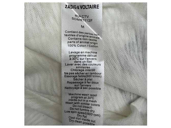 Zadig & Voltaire Rundhals-Pullover aus weißer Baumwolle Roh - Ansicht 5
