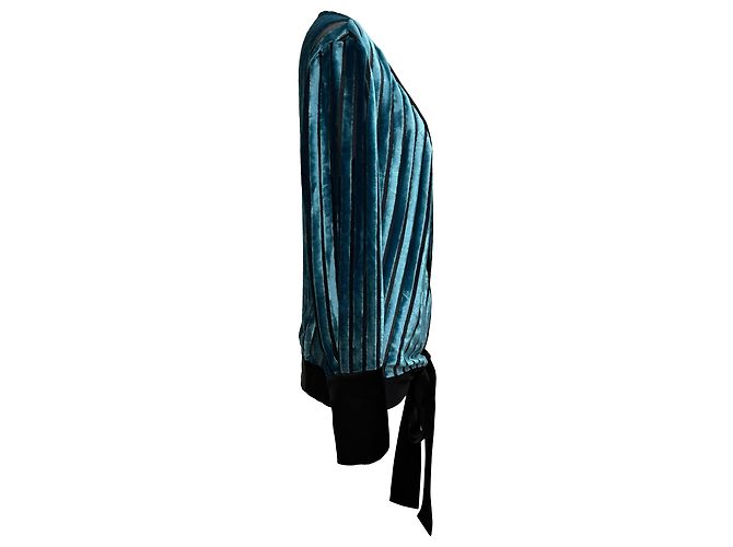 Diane Von Furstenberg Crossover-Bluse aus blauer Samt - Ansicht 2