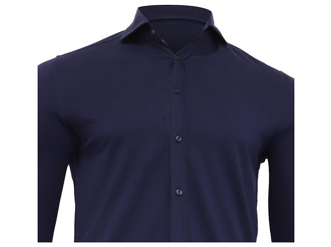 Camicia con bottoni Brunello Cucinelli in cotone blu navy - vista 2