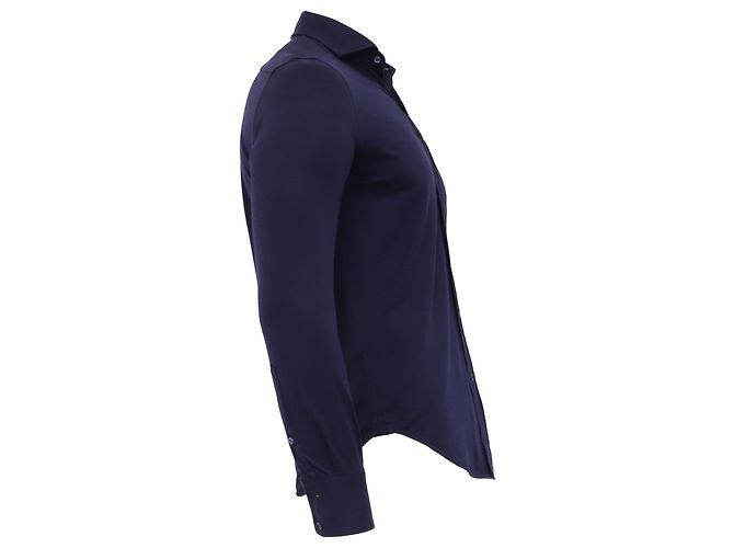 Camicia con bottoni Brunello Cucinelli in cotone blu navy - vista 3